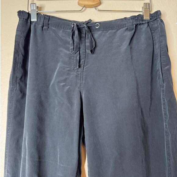 Eileen Fisher Medium Black Washable Silk Crepe Zip Cuff Joggers Pant - Picture 3 of 11